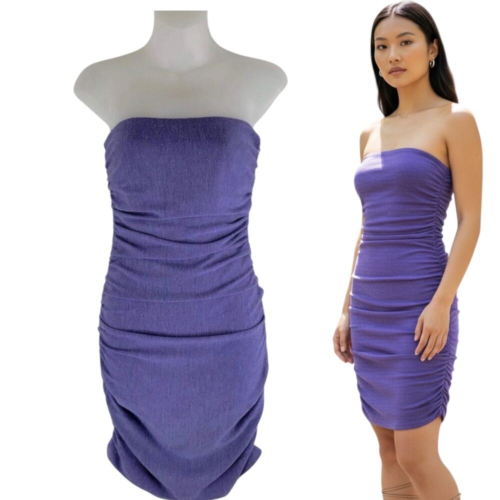 Halston Heritage Wool Strapless Bodycon Dress Purple Size 4